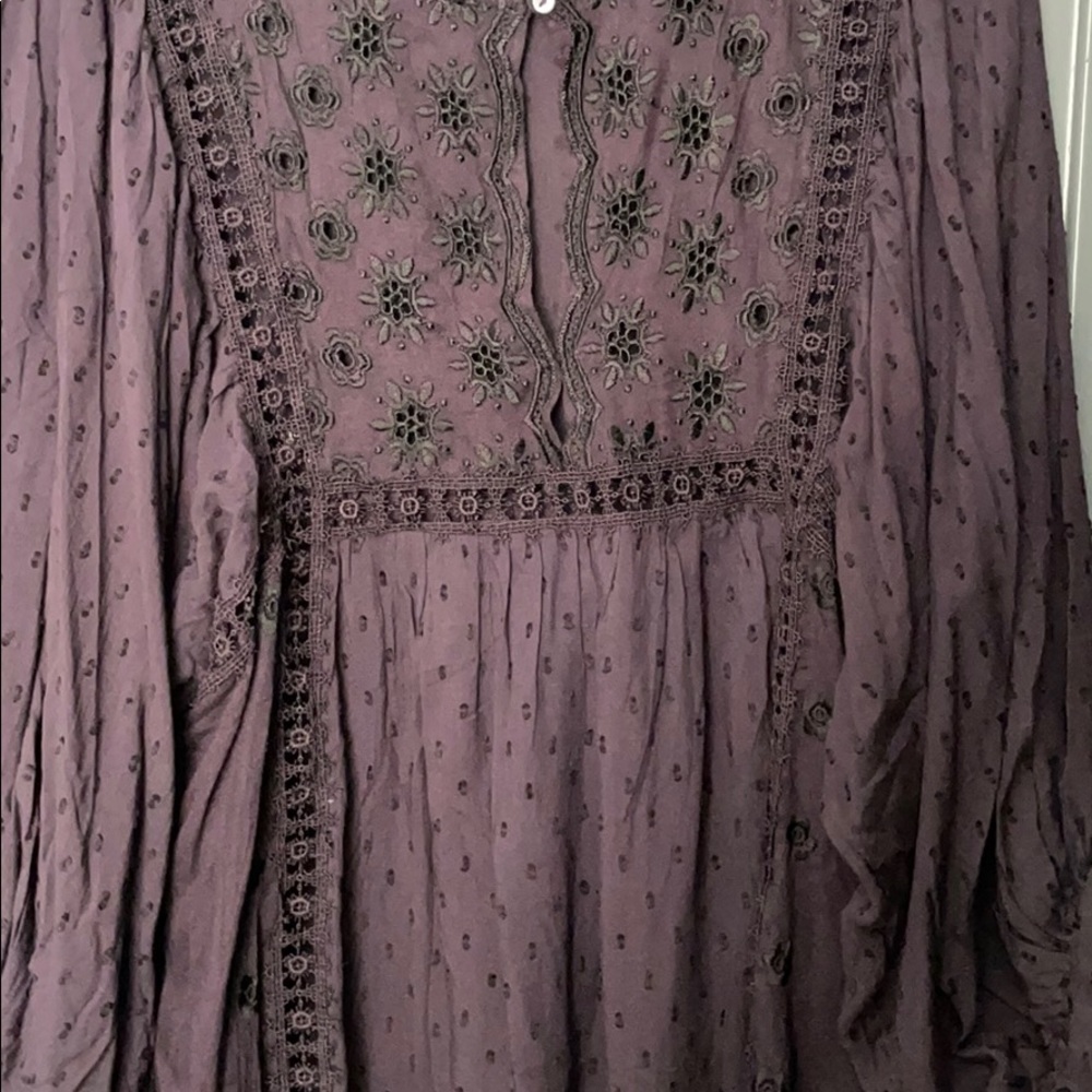 Deep Plum and black accents on a NWT blouse/dress